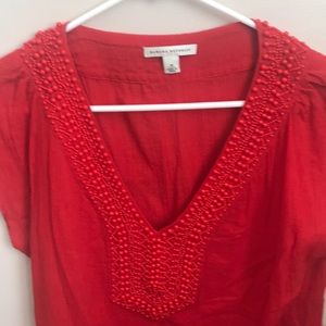 Red gauze beaded top
